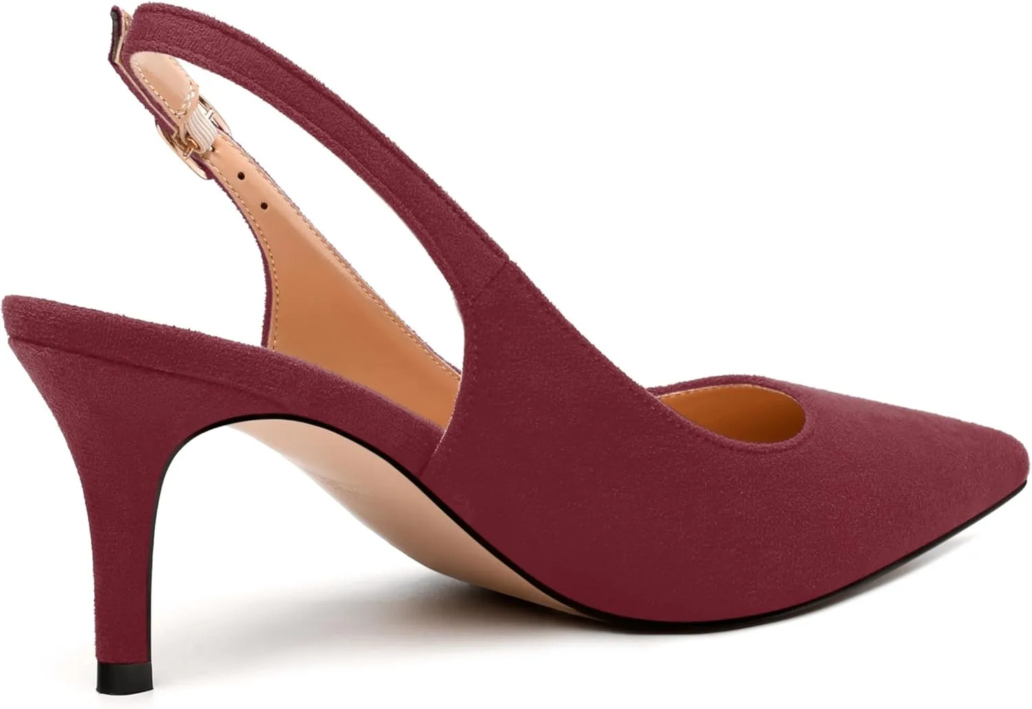 Women's Buckle Slingback Pumps, Pointed Closed Toe Mid Stiletto Heels, Slip On Fashion Solid Suede Working Wedding Dress Shoes for Women