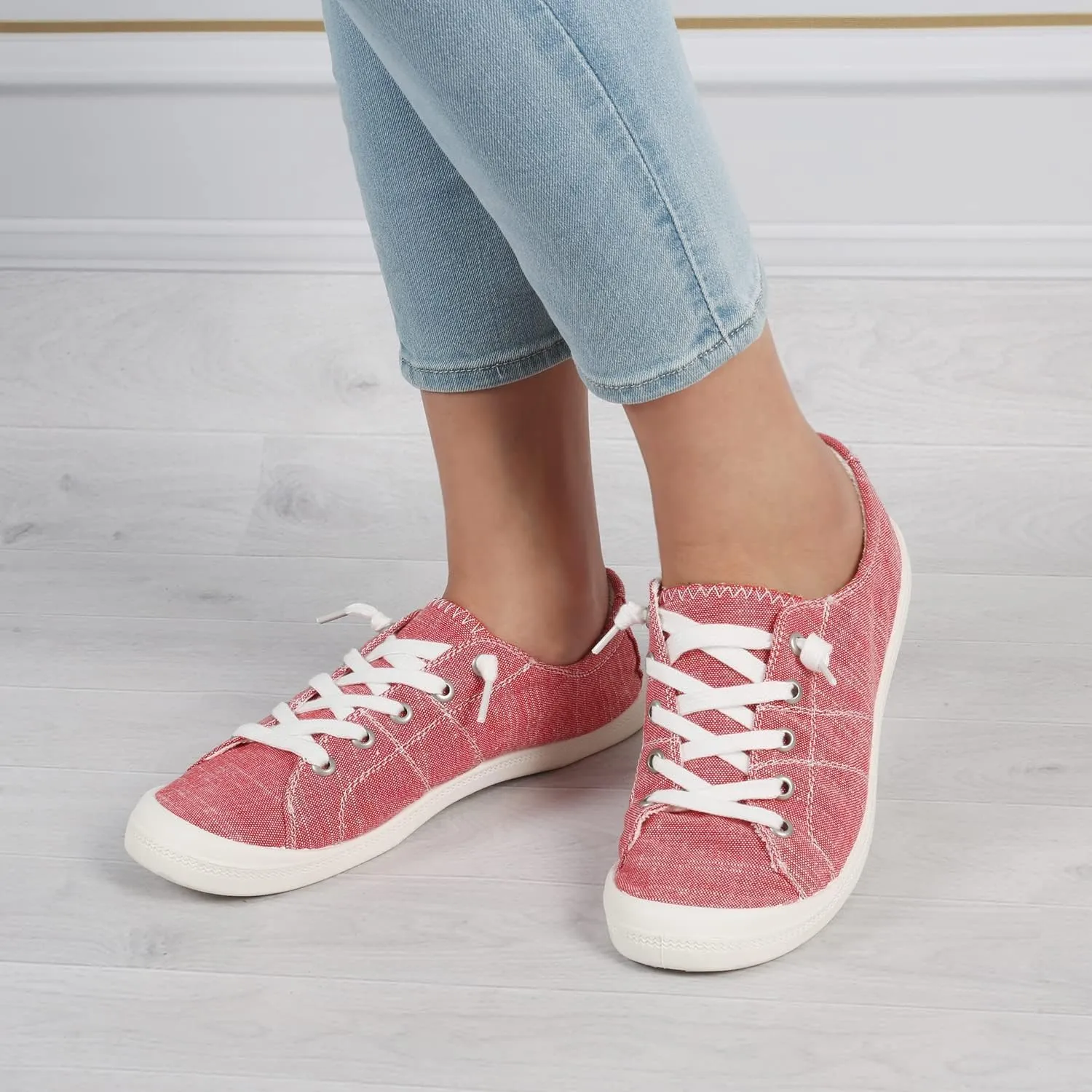 Women's Canvas Sneakers Comfortable, Lightweight, Distressed, Mixed Print, Casual Shoes for Teens
