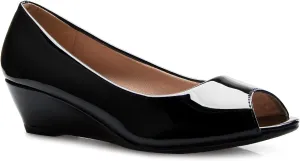 Womens Classic Open Toe Kitten Heel Wedges | Dress, Work, Party Low Heeled