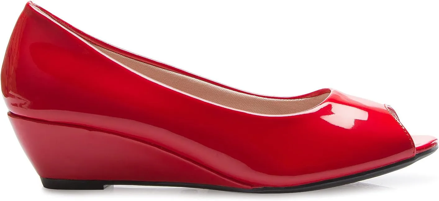 Womens Classic Open Toe Kitten Heel Wedges | Dress, Work, Party Low Heeled