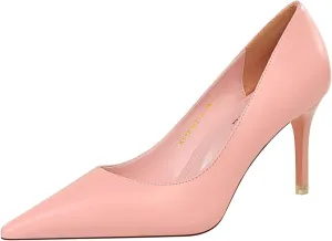 Women's Classic Pointed Toe Mid Heels Pumps Wedding Dress Office Shoes LB077
