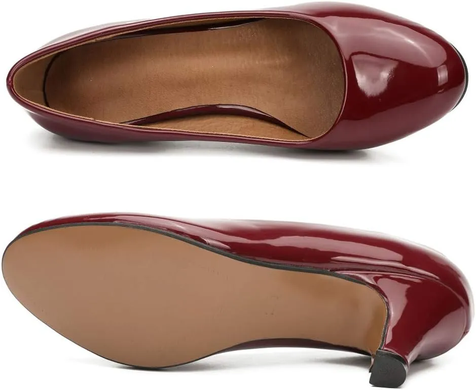 Women's Classic Round Toe Pump Kitten Low Heel Shoes
