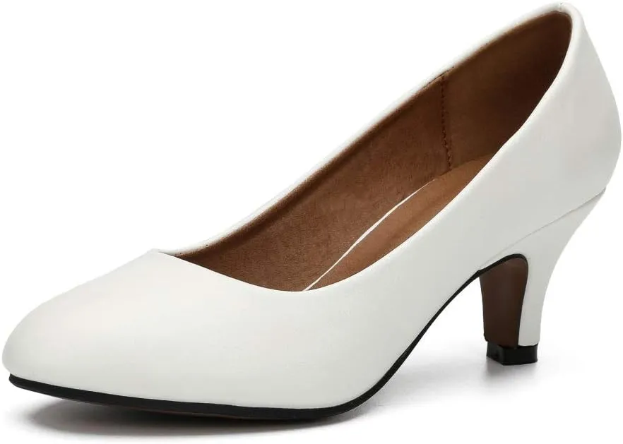 Women's Classic Round Toe Pump Kitten Low Heel Shoes