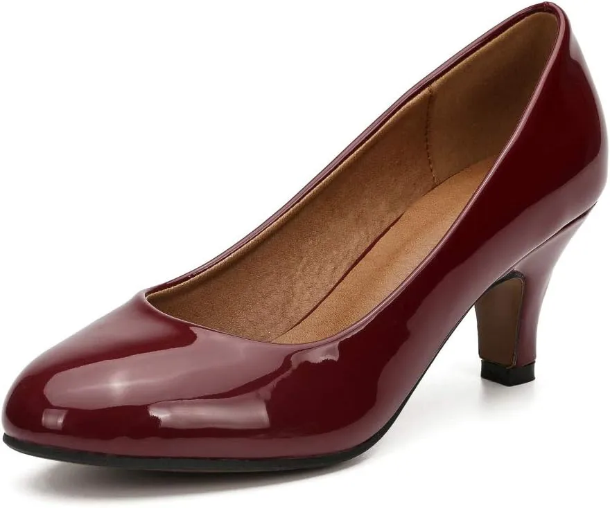 Women's Classic Round Toe Pump Kitten Low Heel Shoes