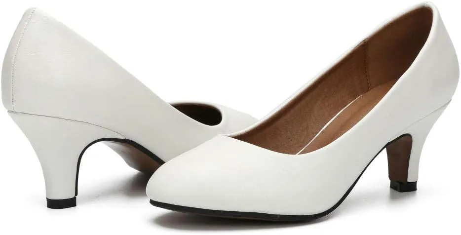 Women's Classic Round Toe Pump Kitten Low Heel Shoes