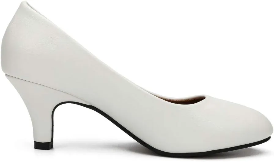 Women's Classic Round Toe Pump Kitten Low Heel Shoes