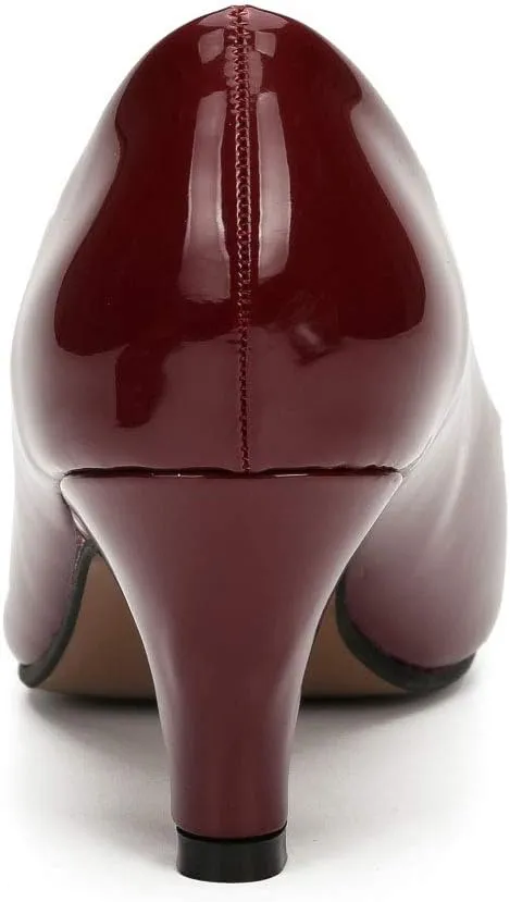 Women's Classic Round Toe Pump Kitten Low Heel Shoes
