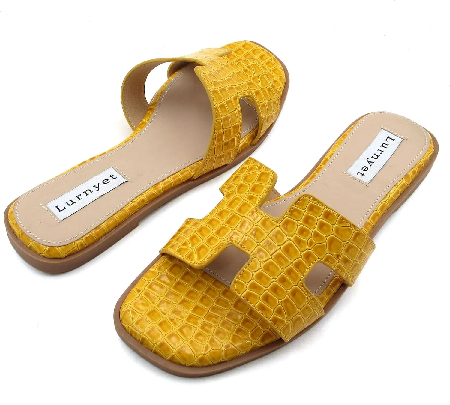Women's Comfort Cushion Flat Sandal with Crocodile Pattern: Stylish Design Slide, Non-Slip Rubber Sole, Latex Insole for Comfort, Perfect for Parties, Gatherings, Casual Wear, Vacations, and Beach Days