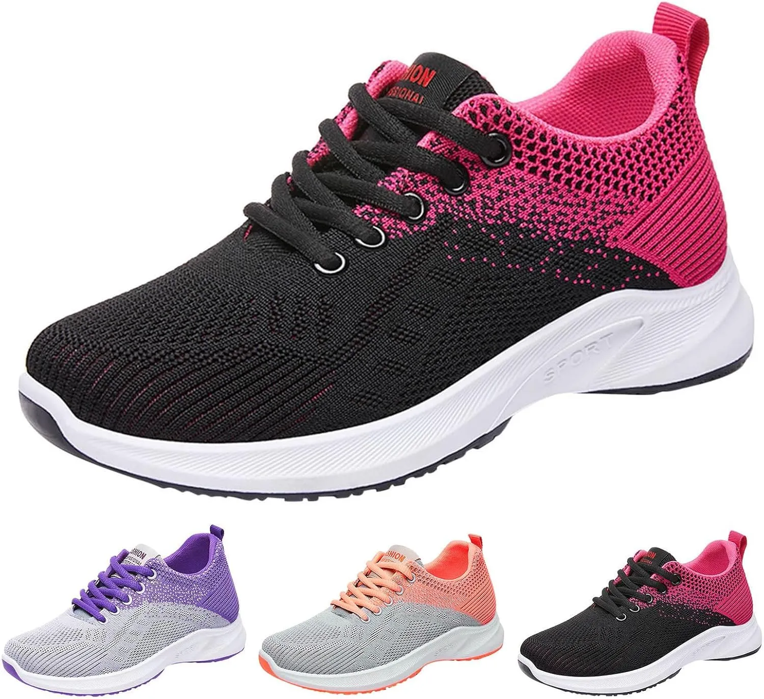 Women's Comfort Walking Shoes Slide Soles, Ultra Lightweight Stretch Cushion Shoe for Women Mesh Athletic Style