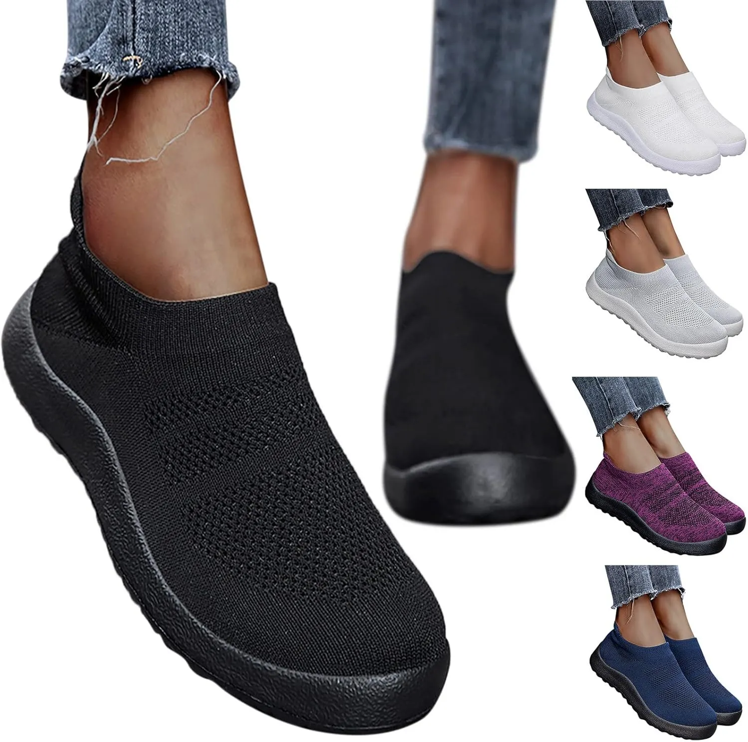 Women's Fashion Sneaker Non Slip Breathable Lightweight Comfortable Lace Up Black Running Shoes Loafers with Arch Support for Women White Leather Sneakers