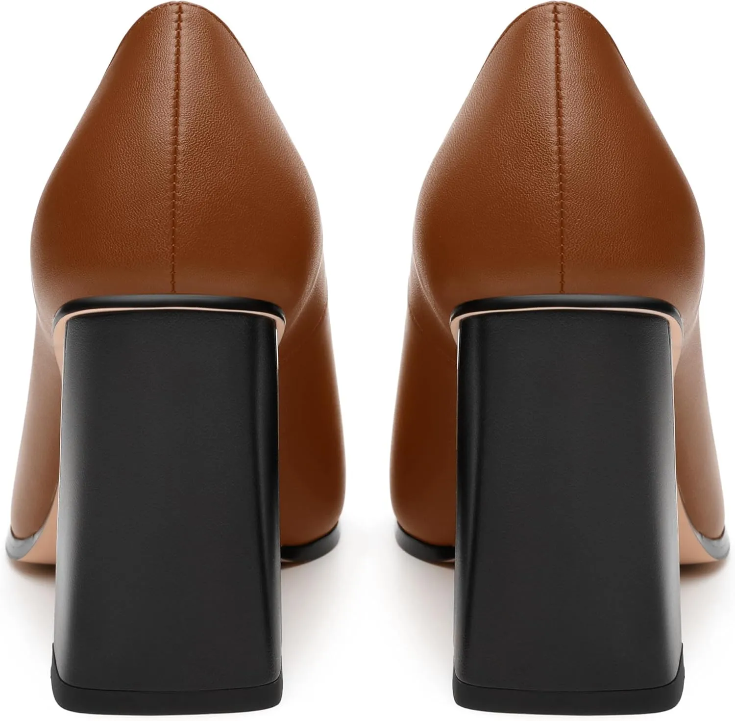 Women's High Heel Pumps, Pointed Toe Chunky Heel for Women, Leather Insole Upper Splicing Dressy 3.5" Pump