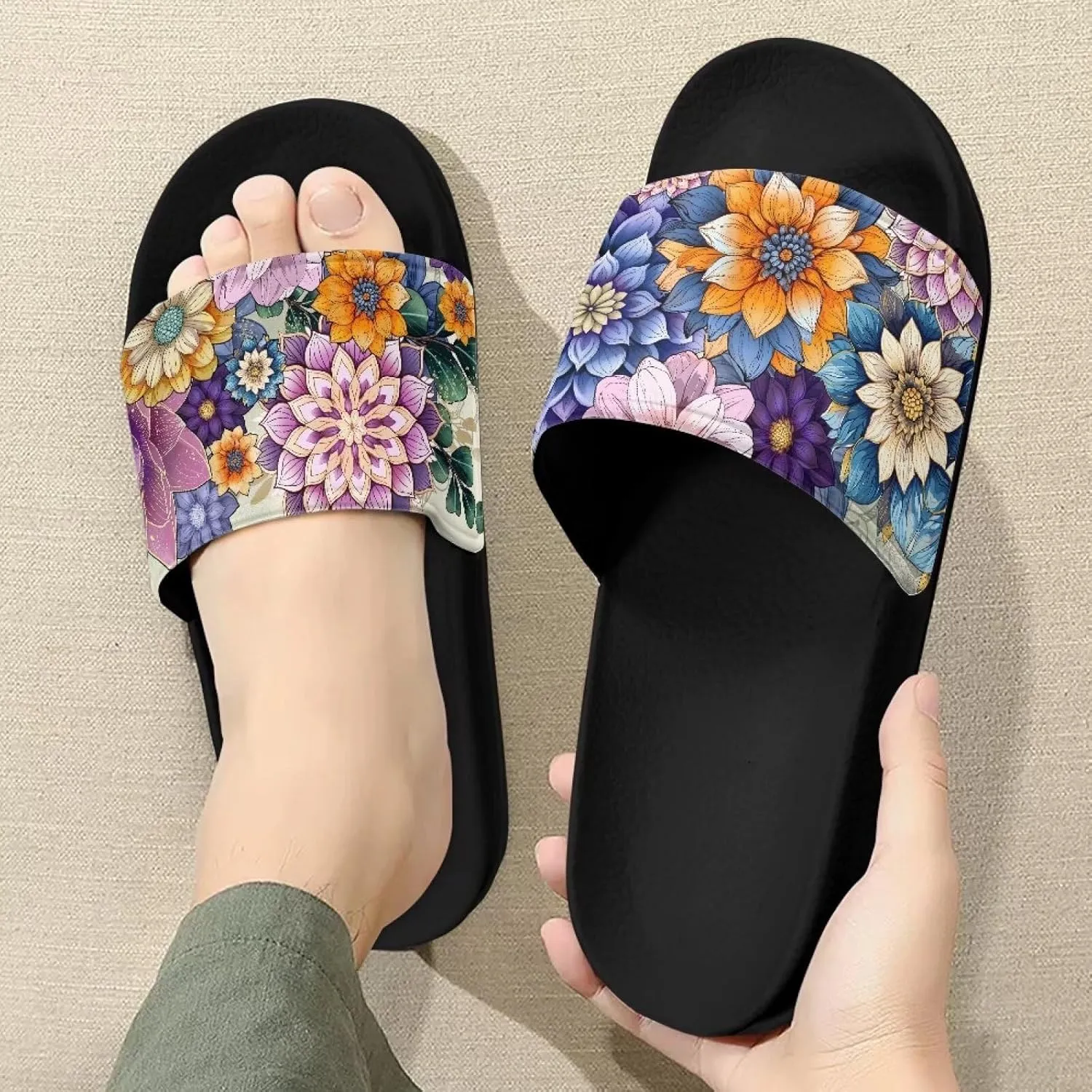Womens House Slippers Comfy Slide Sandals for Women Open Toe Slippers