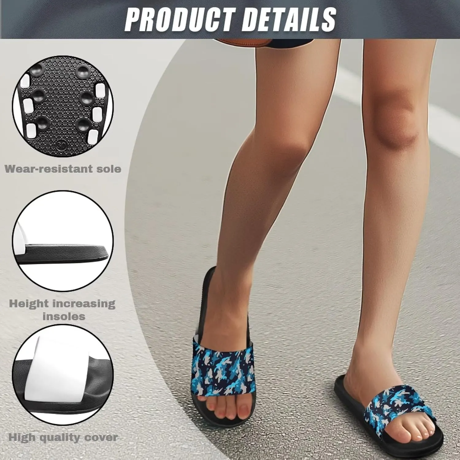 Womens Indoor Bathroom Quick-dry Shower Slides Non-Slip Outdoor Fashion Painted Summer Beach Sandal SizeUS 5-12.5