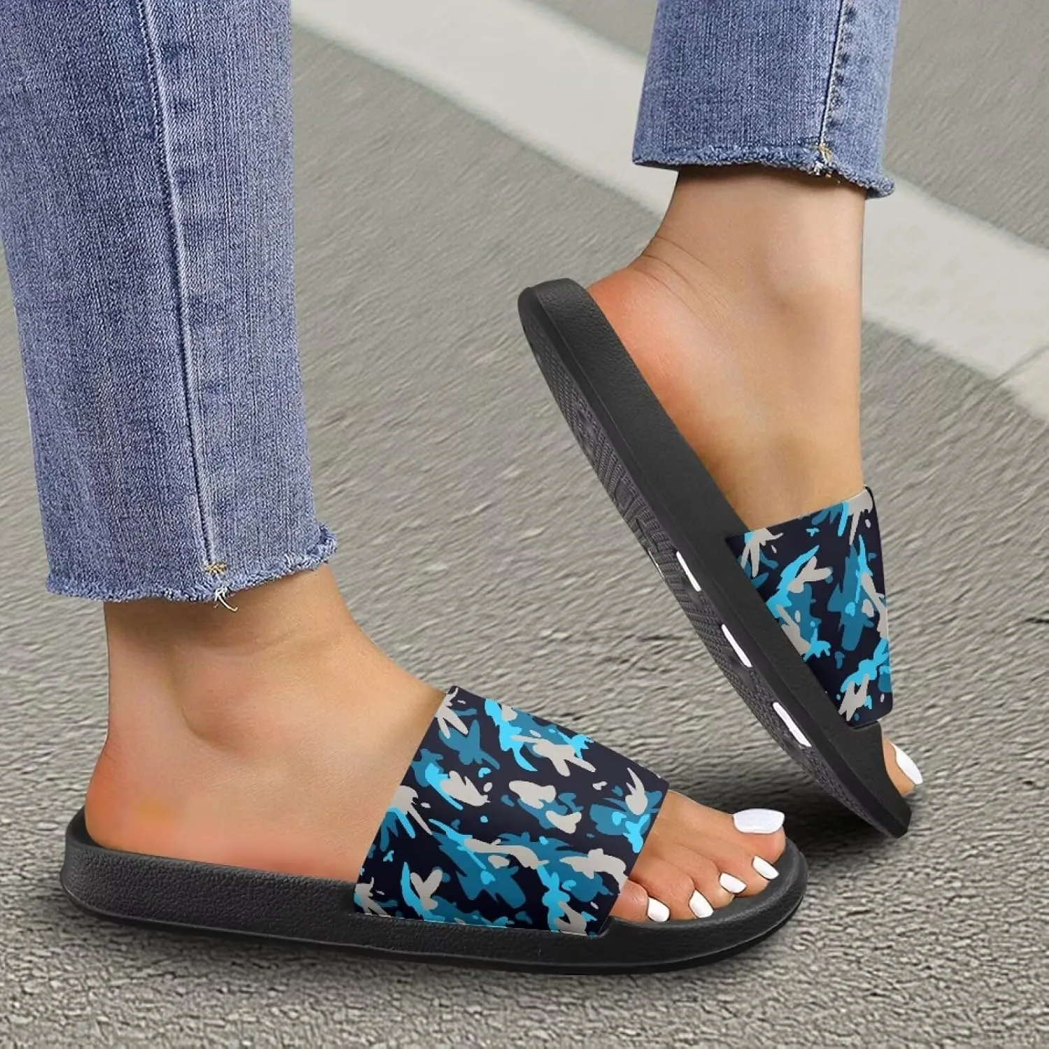 Womens Indoor Bathroom Quick-dry Shower Slides Non-Slip Outdoor Fashion Painted Summer Beach Sandal SizeUS 5-12.5