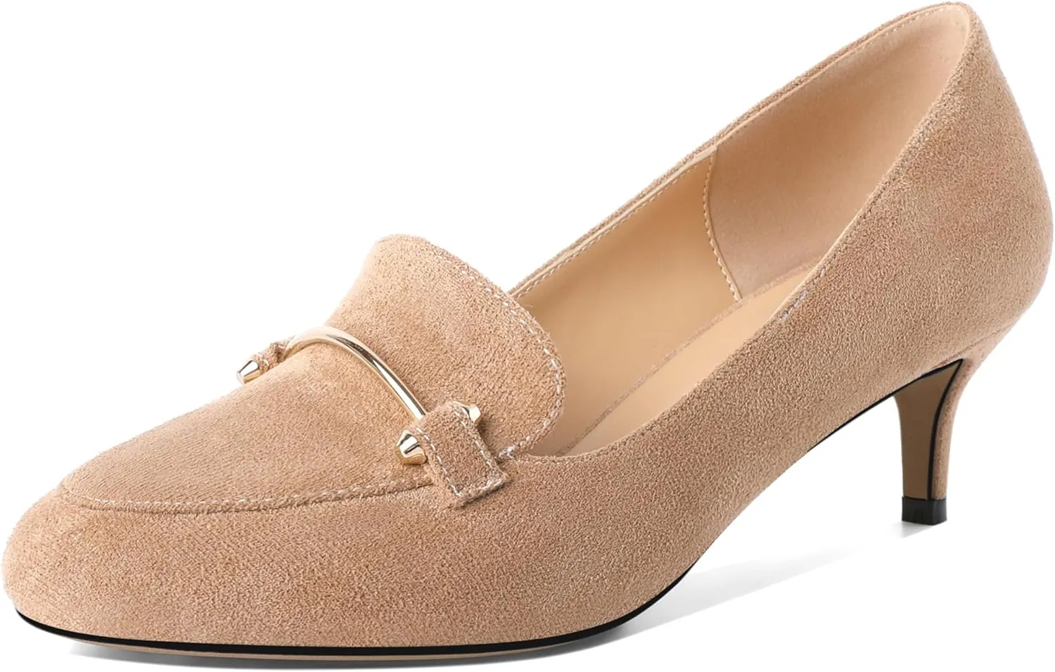 Women's Loafers Heel Kitten Heel Pumps Low Heel Pump Women Metal Buckle Low Kitten Heels 2 Inch Loafers Pumps