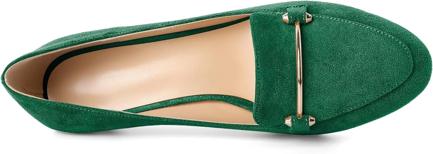 Women's Loafers Heel Kitten Heel Pumps Low Heel Pump Women Metal Buckle Low Kitten Heels 2 Inch Loafers Pumps
