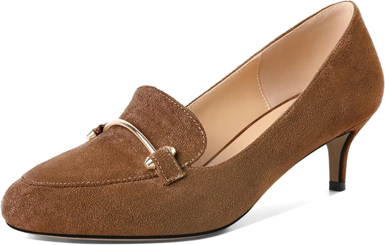 Women's Loafers Heel Kitten Heel Pumps Low Heel Pump Women Metal Buckle Low Kitten Heels 2 Inch Loafers Pumps