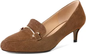 Women's Loafers Heel Kitten Heel Pumps Low Heel Pump Women Metal Buckle Low Kitten Heels 2 Inch Loafers Pumps