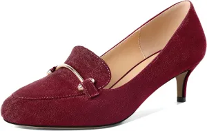 Women's Loafers Heel Kitten Heel Pumps Low Heel Pump Women Metal Buckle Low Kitten Heels 2 Inch Loafers Pumps