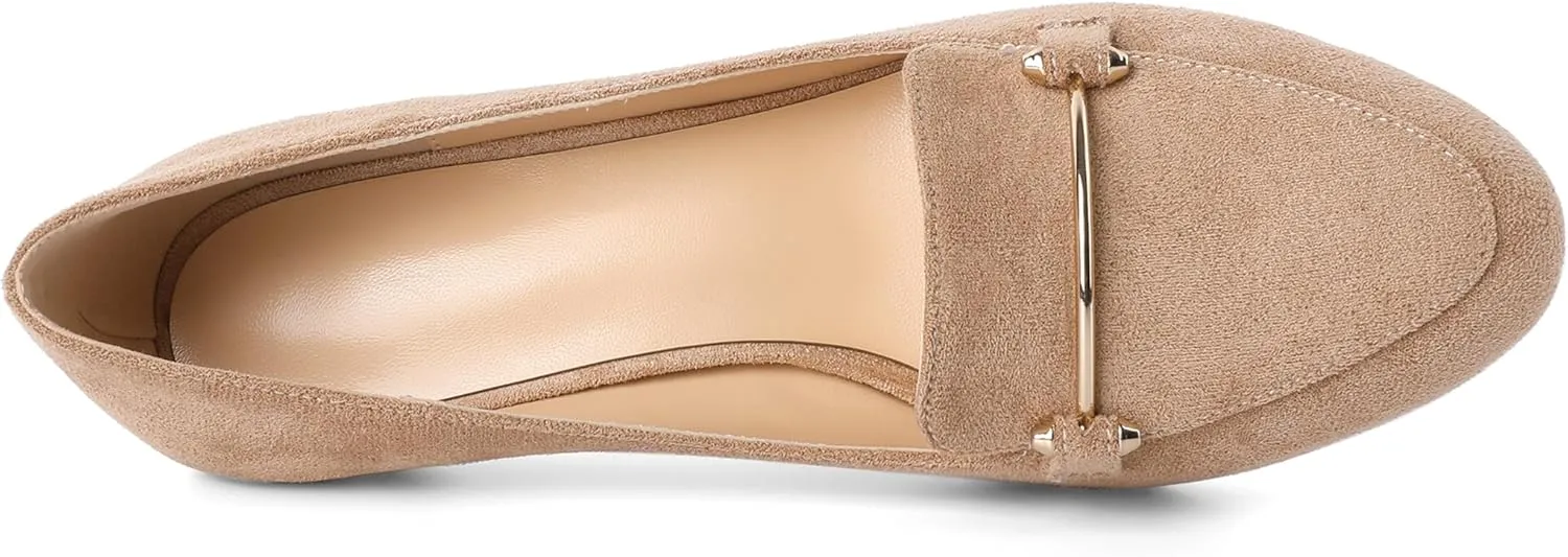 Women's Loafers Heel Kitten Heel Pumps Low Heel Pump Women Metal Buckle Low Kitten Heels 2 Inch Loafers Pumps