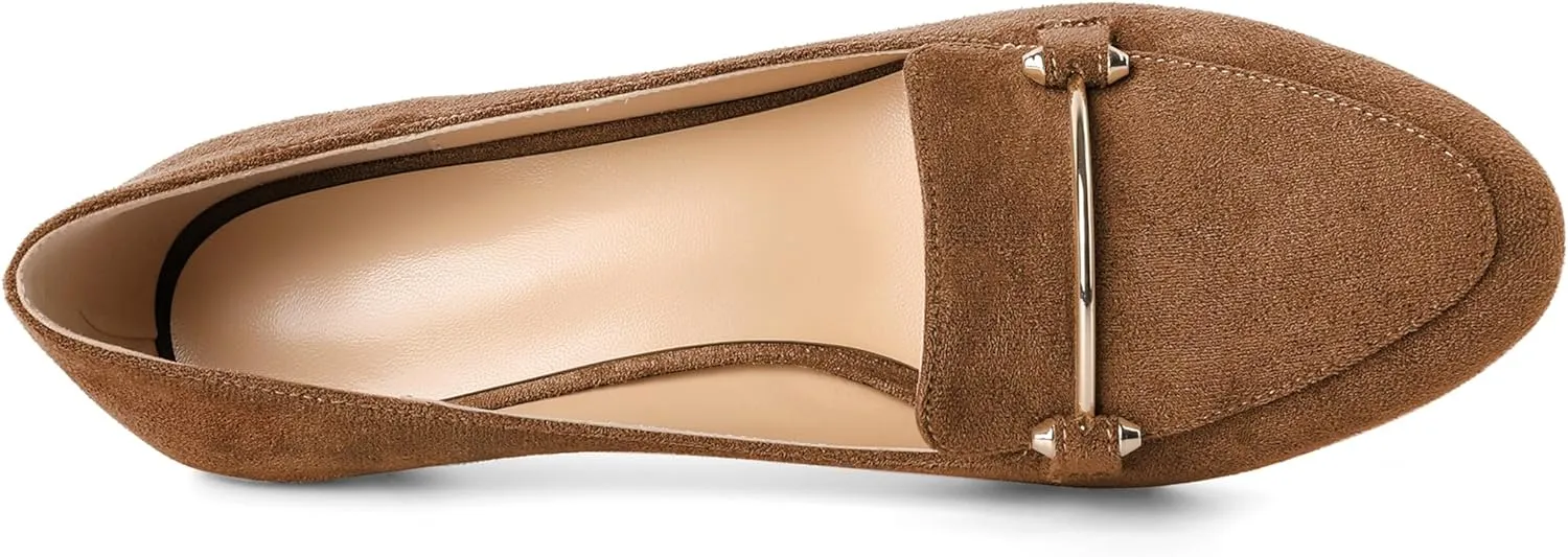 Women's Loafers Heel Kitten Heel Pumps Low Heel Pump Women Metal Buckle Low Kitten Heels 2 Inch Loafers Pumps