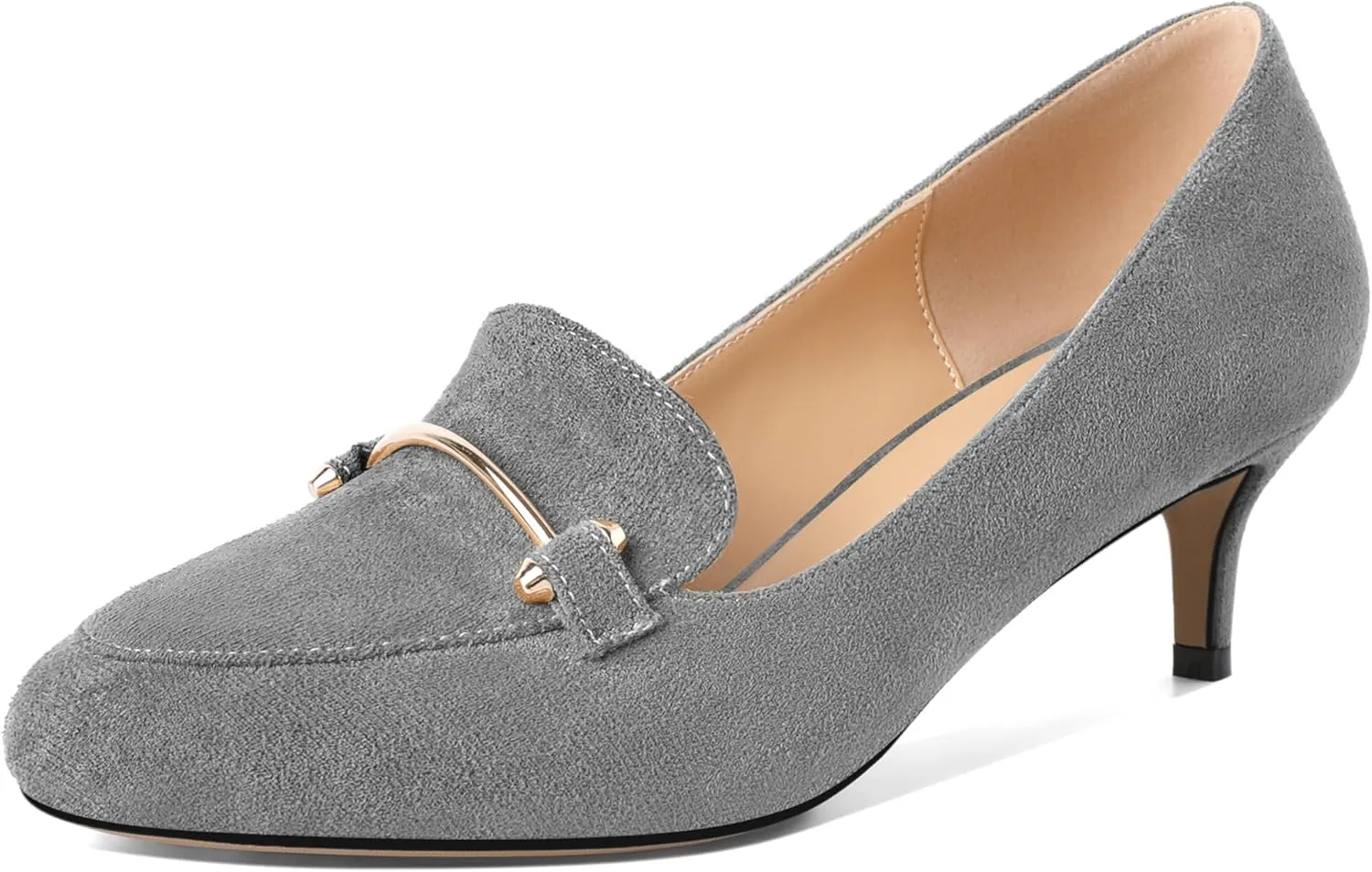 Women's Loafers Heel Kitten Heel Pumps Low Heel Pump Women Metal Buckle Low Kitten Heels 2 Inch Loafers Pumps