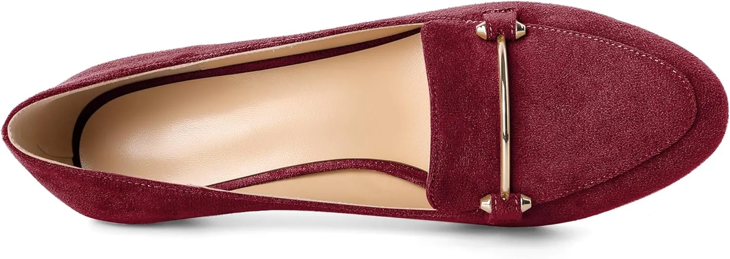 Women's Loafers Heel Kitten Heel Pumps Low Heel Pump Women Metal Buckle Low Kitten Heels 2 Inch Loafers Pumps