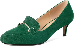 Women's Loafers Heel Kitten Heel Pumps Low Heel Pump Women Metal Buckle Low Kitten Heels 2 Inch Loafers Pumps