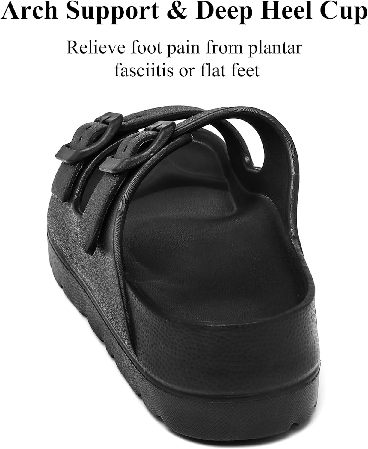 Womens Platform Sandals with Arch Support, Adjustable Buckle Beach Sandal Woman Comfort Lightweight Ultra Cushion EVA Slides