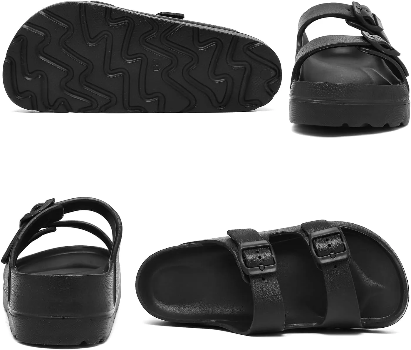 Womens Platform Sandals with Arch Support, Adjustable Buckle Beach Sandal Woman Comfort Lightweight Ultra Cushion EVA Slides