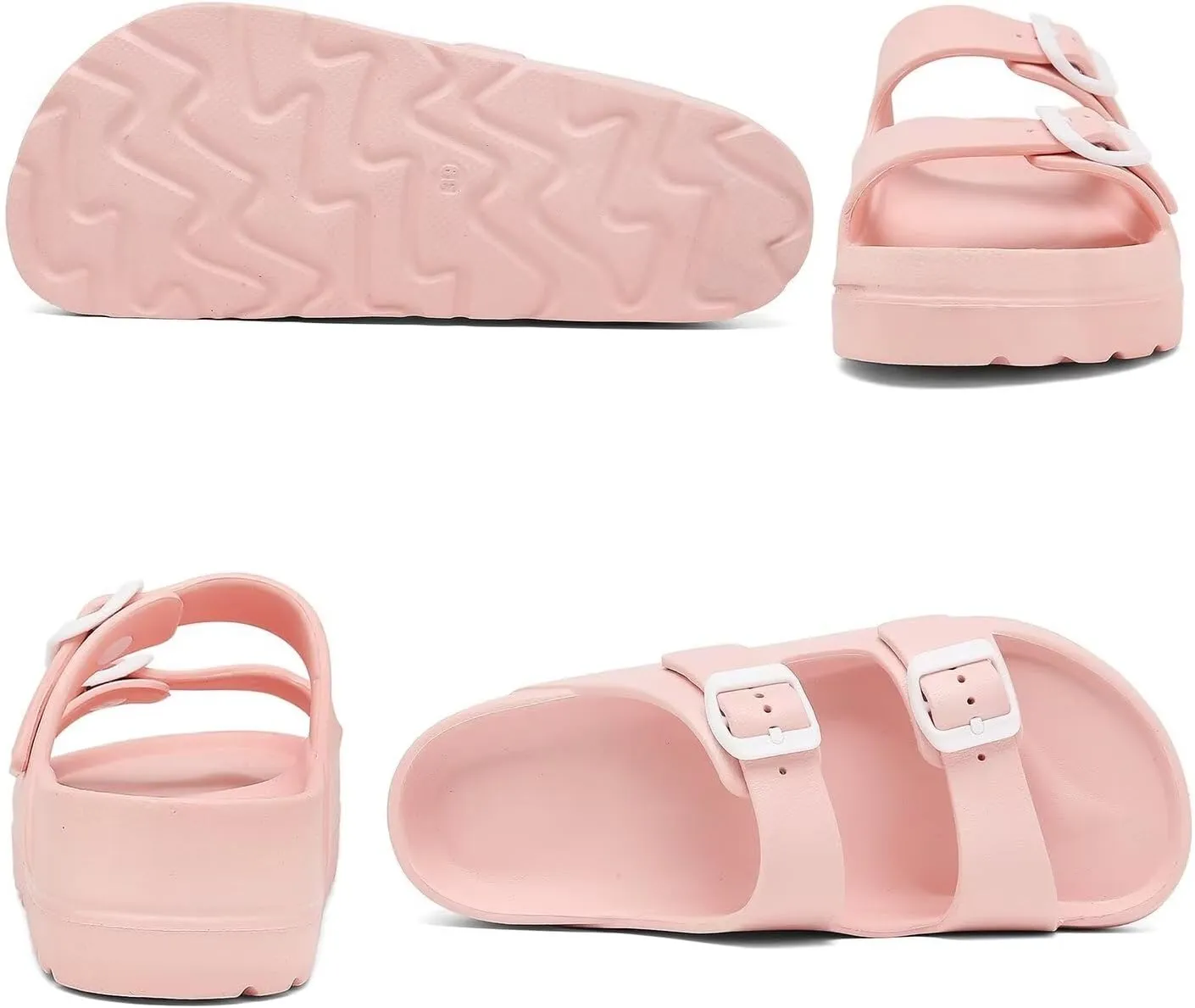 Womens Platform Sandals with Arch Support, Adjustable Buckle Beach Sandal Woman Comfort Lightweight Ultra Cushion EVA Slides