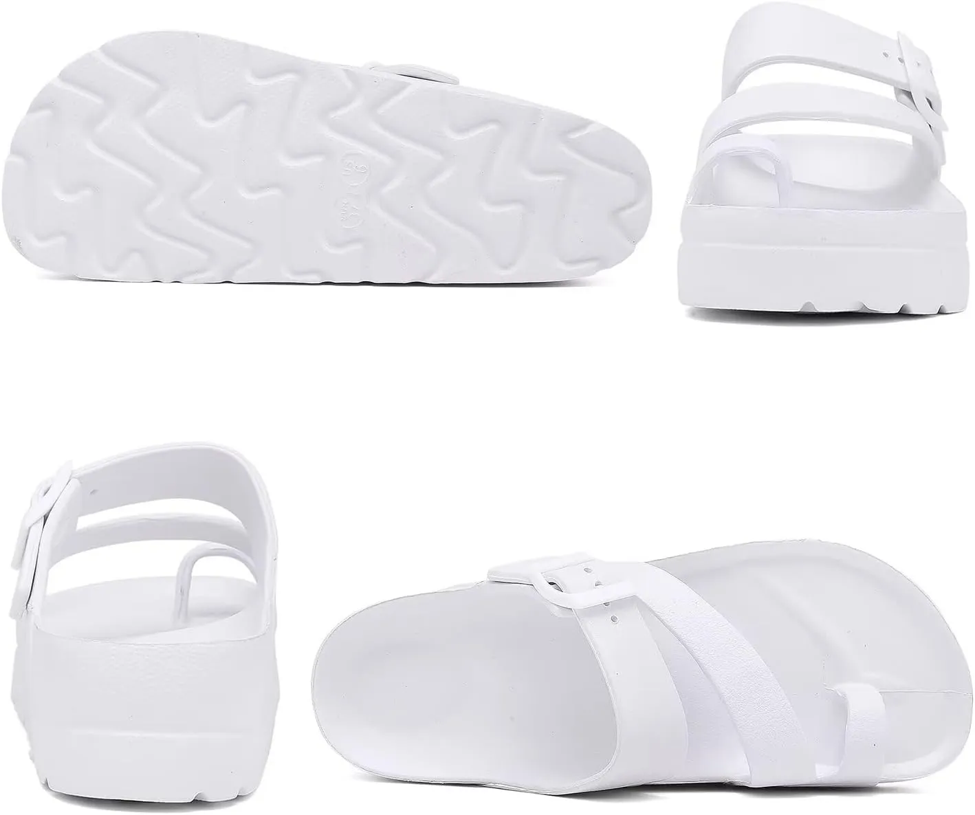 Womens Platform Sandals with Arch Support, Adjustable Buckle Beach Sandal Woman Comfort Lightweight Ultra Cushion EVA Slides