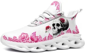 Women's Skull Running Shoes Lightweight Athletic Trail Tennis Shoes Cool Supportive Workout Gym Sneaker for Men