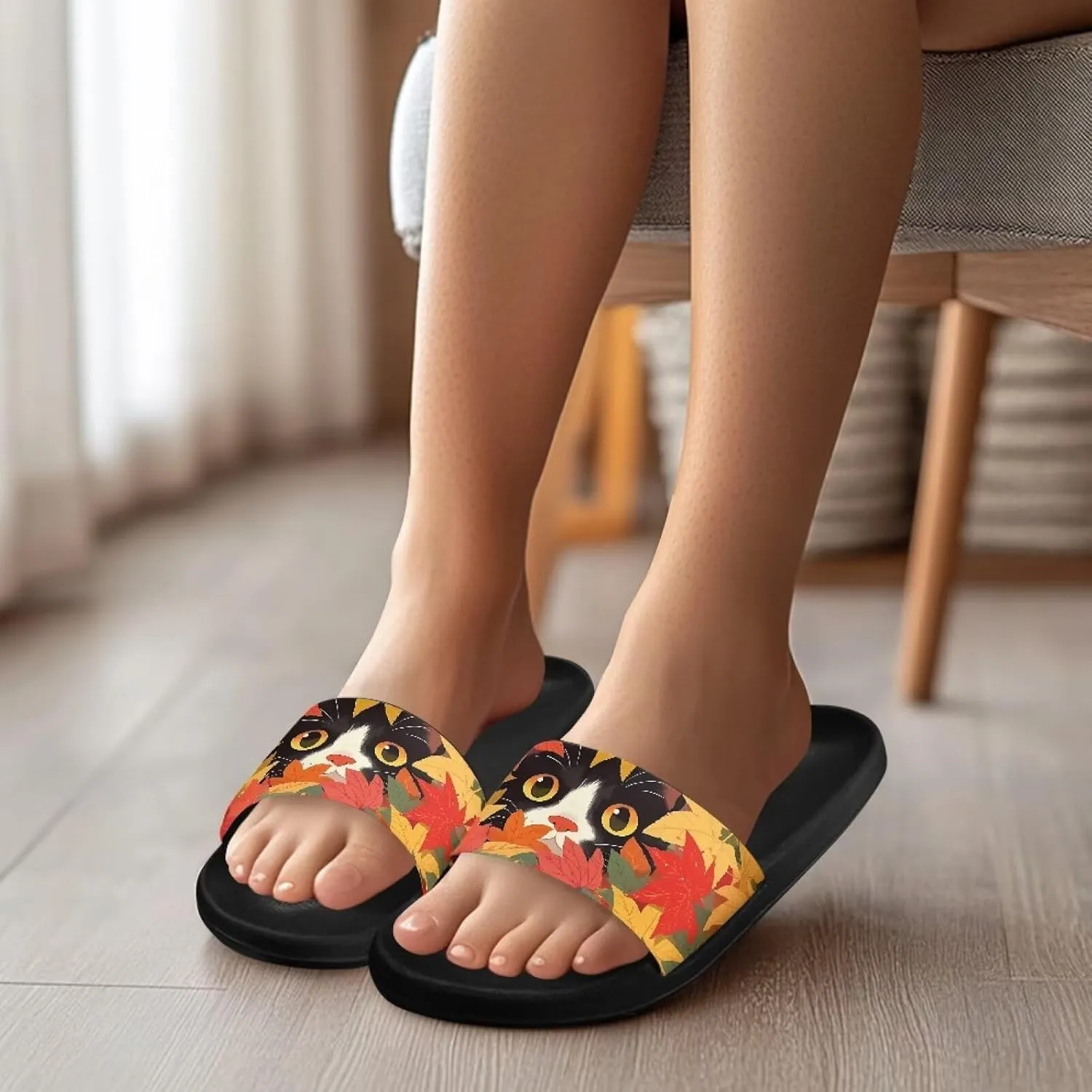 Womens Slide Sandal Lightweight Quick-dry Bathroom Shower Slippers Non Slip Open-toe EVA Slide Shoes Slippers for Bedroom House SizeUS 5-12.5