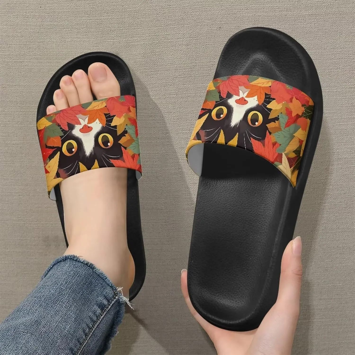 Womens Slide Sandal Lightweight Quick-dry Bathroom Shower Slippers Non Slip Open-toe EVA Slide Shoes Slippers for Bedroom House SizeUS 5-12.5