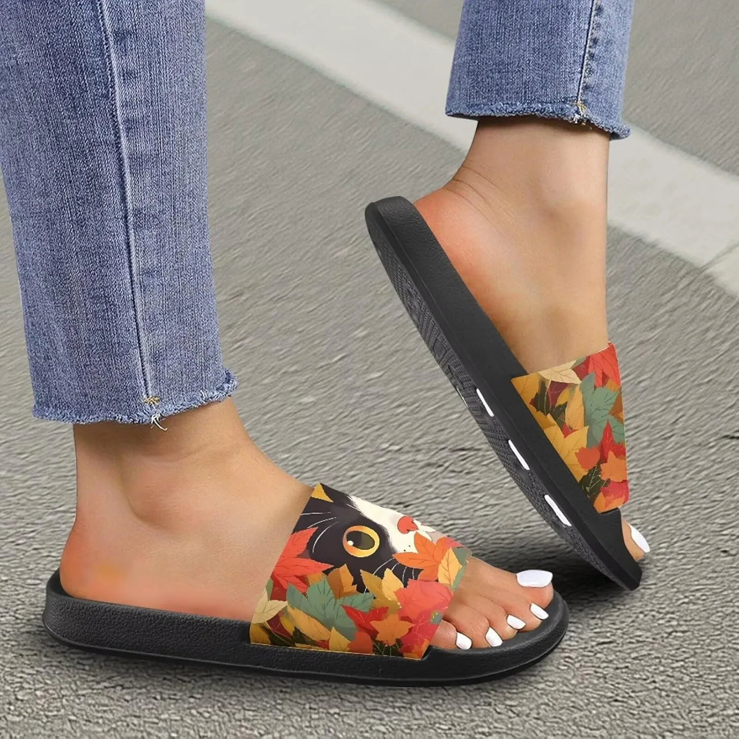 Womens Slide Sandal Lightweight Quick-dry Bathroom Shower Slippers Non Slip Open-toe EVA Slide Shoes Slippers for Bedroom House SizeUS 5-12.5