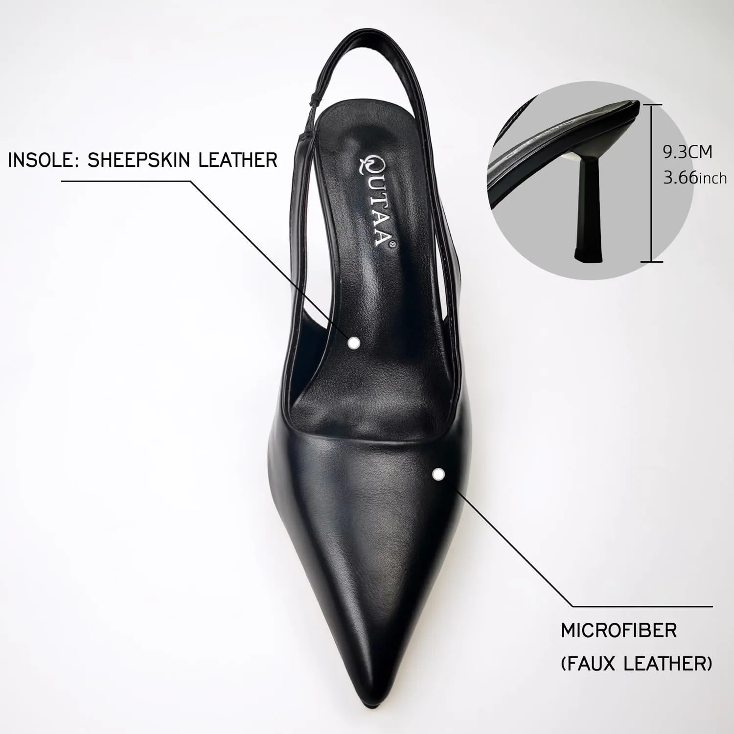 Women's Slingback Closed Pointed Toe Slip-on Kitten High Heel Casual Sexy Sandals Party Dress Pump Black Pink Shoes