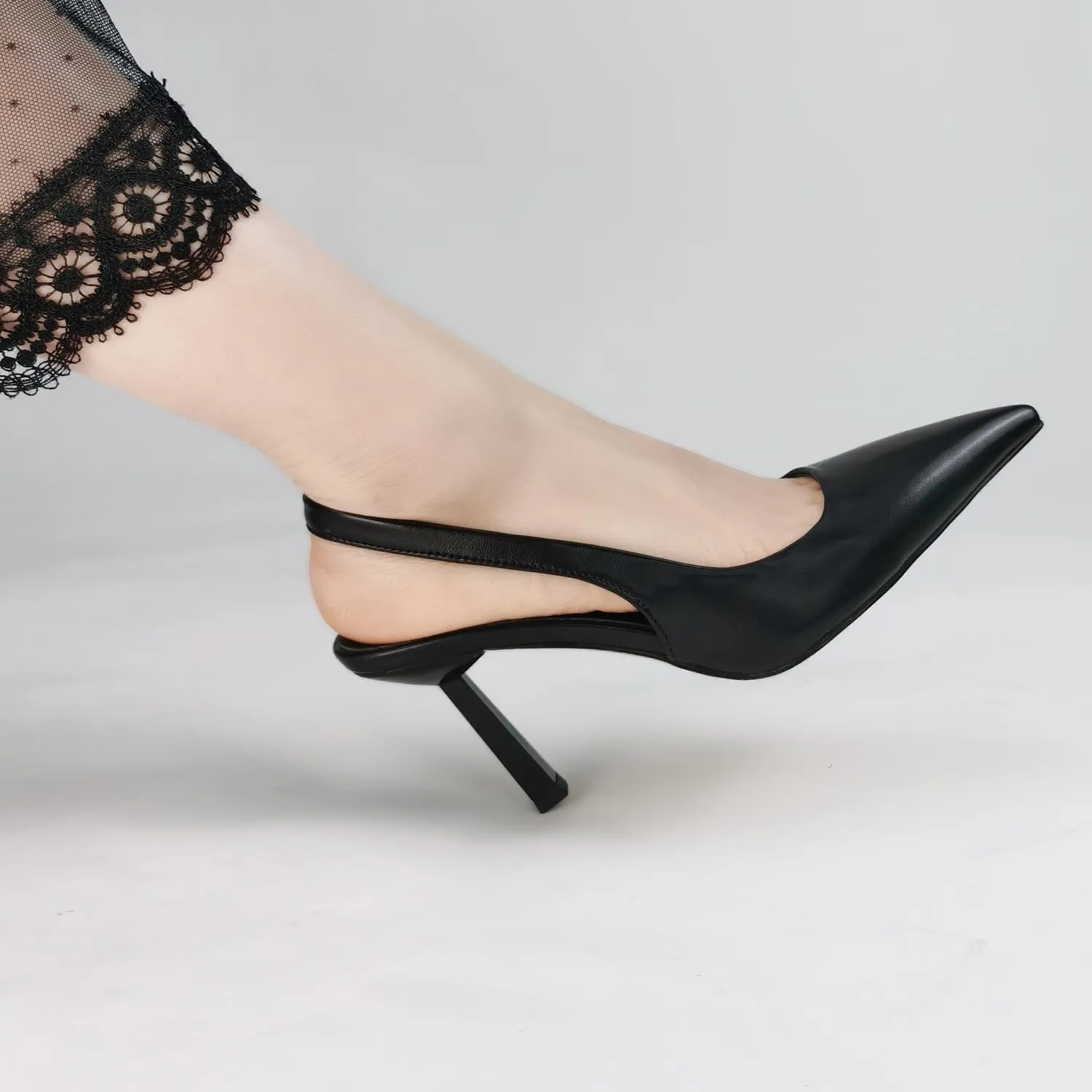 Women's Slingback Closed Pointed Toe Slip-on Kitten High Heel Casual Sexy Sandals Party Dress Pump Black Pink Shoes