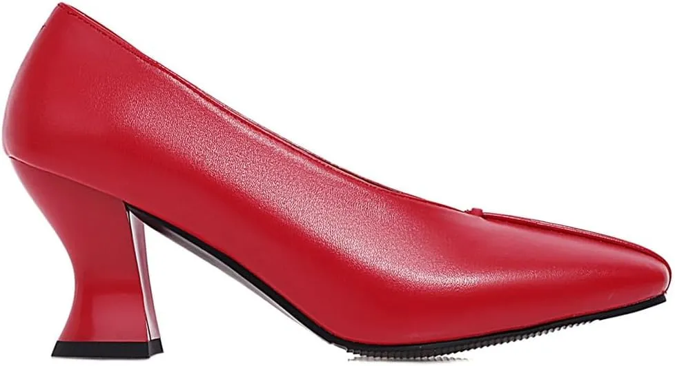 Women's Slip On Kitten Heels Pumps Shoes Comfortable Square Toe Work Office High Heeled Dress Shoe