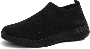 Women's Slip on Walking Loafer Shoes Knit Mesh Lightweight Comfort Slip on Breathable Sneakers
