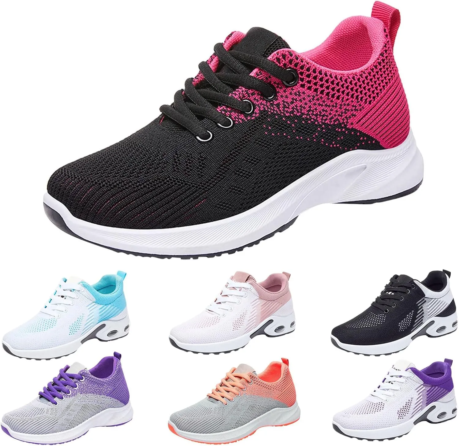 Womens Walking Sneakers Air Cushion Running Shoes Lightweight Quick-Dry Tennis Shoe Fashion Mesh Breathable Gym Sneaker Athletic Comfortable Casual Shoes Work Sneakers