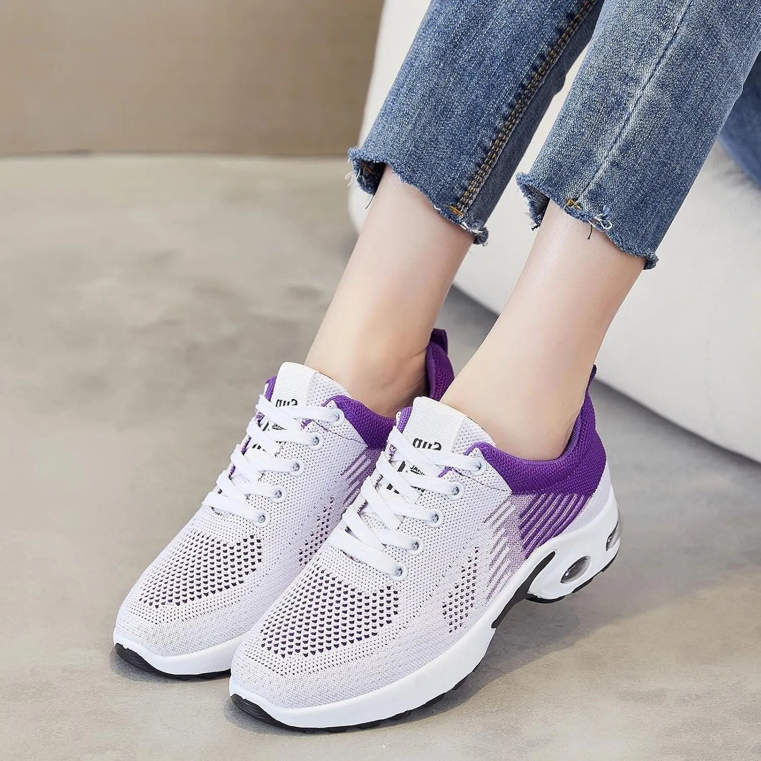 Womens Walking Sneakers Air Cushion Running Shoes Lightweight Quick-Dry Tennis Shoe Fashion Mesh Breathable Gym Sneaker Athletic Comfortable Casual Shoes Work Sneakers