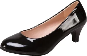 WUIWUIYU Womens Office Kitten Heels Pumps Slip On Evening Dress Work Cute Sexy Pump Shoes