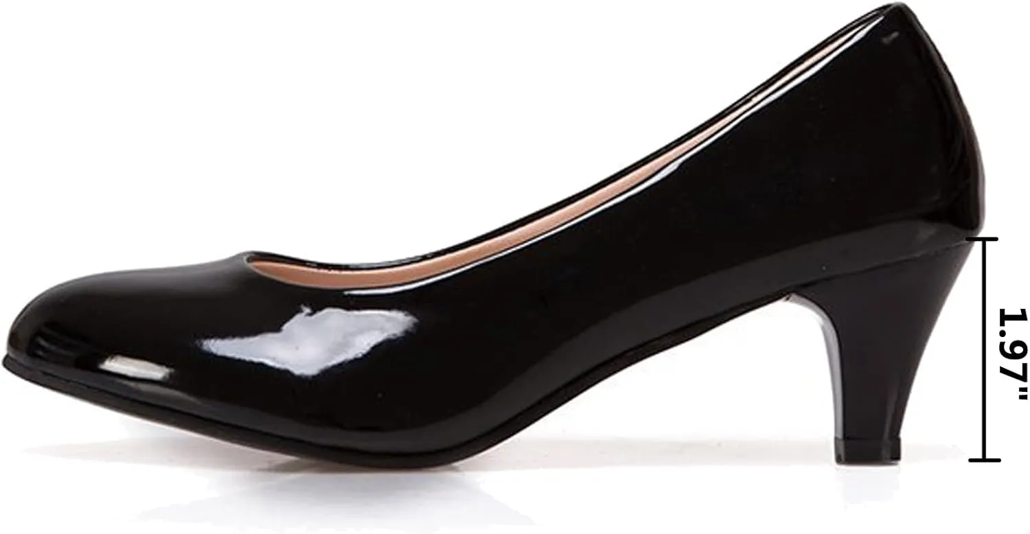 WUIWUIYU Womens Office Kitten Heels Pumps Slip On Evening Dress Work Cute Sexy Pump Shoes