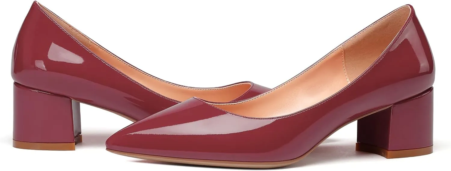 YODEKS Women's Closed-Pointed Toe Mid Block Heels Classic Pumps for Dating