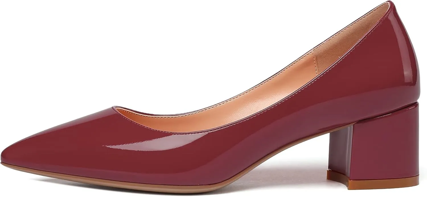 YODEKS Women's Closed-Pointed Toe Mid Block Heels Classic Pumps for Dating