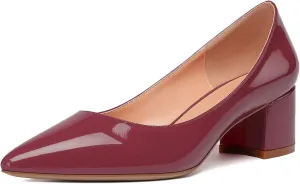 YODEKS Women's Closed-Pointed Toe Mid Block Heels Classic Pumps for Dating