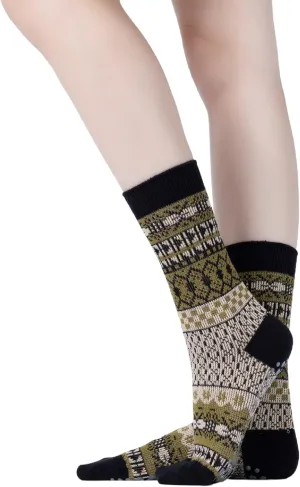 Yoga Pilates Socks with Grips for Women Knit Patterned Non Slip Cushioned Crew Socks for Barre Ballet Dance