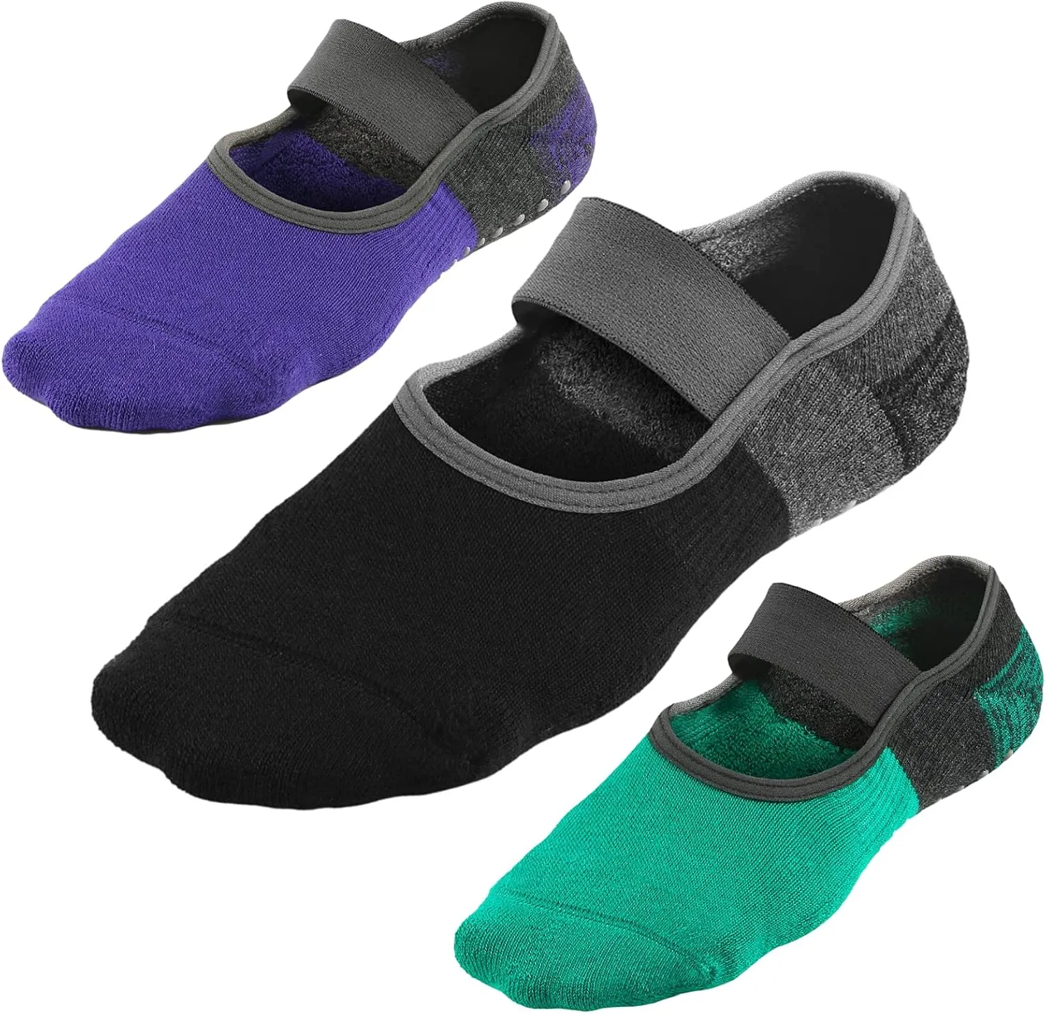 Yoga Socks with Grips for Women, Non-Slip Socks for Pilates, Barre, Ballet, Dance, Fitness 2Pairs