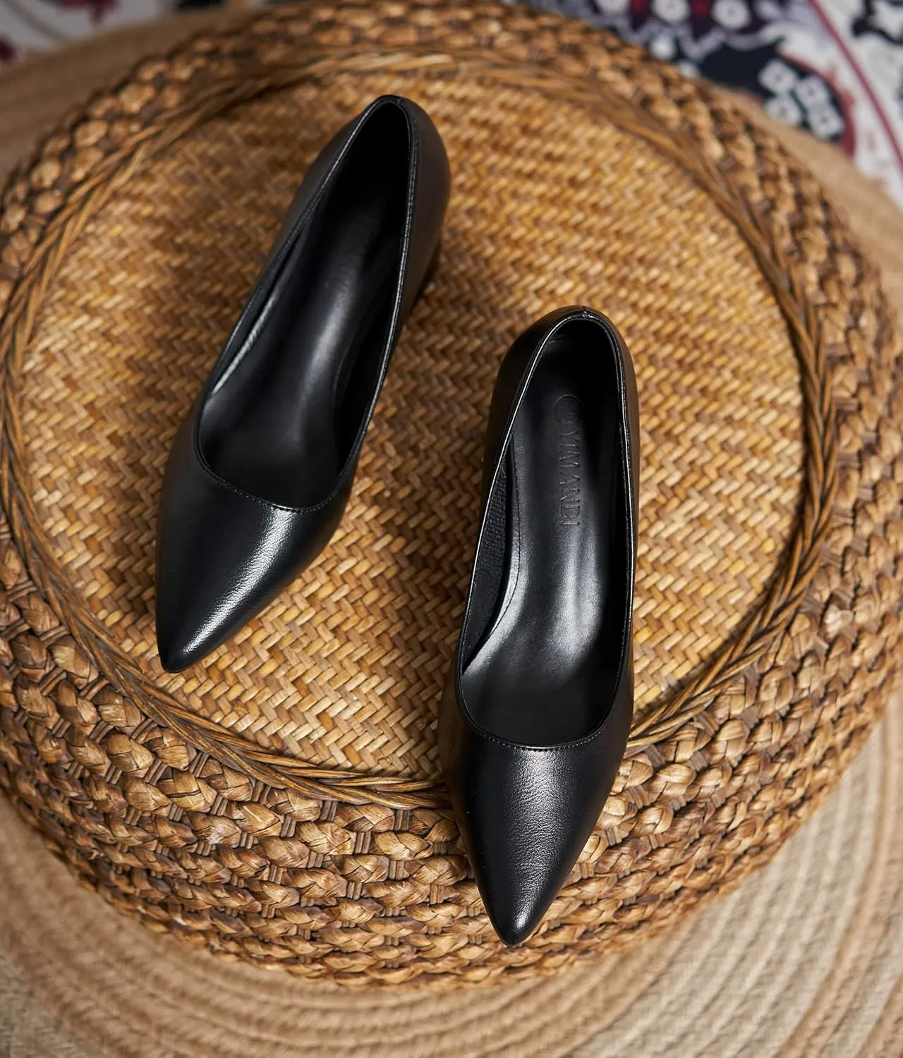 YooPrettyz Women Leather Pump Shoe Office Daily Wear Block Heel Work Pump Pointed Toe Polished Mid Heels